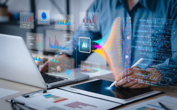 data analysis science and big data with ai technology. analyst or scientist uses a computer and dashboard for analysis of information on complex data sets on computer. insights development engineer - 企业平台 個照片及圖片檔